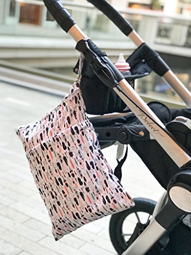 ALVABABY 3pcs Baby Cloth Diaper Wet Dry Bags Waterproof Reusable with Two Pockets Travel Beach Pool Daycare Soiled Baby Items Yoga Gym Bag for Swimsuits or Wet Clothes 3L-H1 - color: Feather