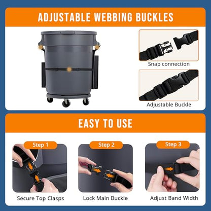 Trash Can Caddy Bag for 32-55 Gallon Garbage Bin, Hongmed Caddy for Commercial Cleaning Supplies, Multi-Pocket Utility Apron with Adjustable Straps, Heavy-Duty Nylon Organizer for Janitorial Duties