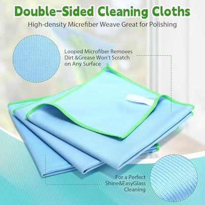 Maxcheck 24 Pack Microfiber Glass Cleaning Cloths, 16" x 16", Blue - color: Blue