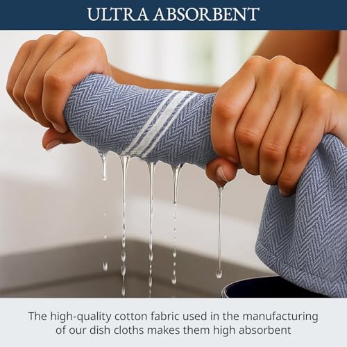 LANE LINEN Kitchen Towels 100% Cotton Absorbent Lint-Free 6 Pack - color: 01: Blue Chambray, size: 06 Pack