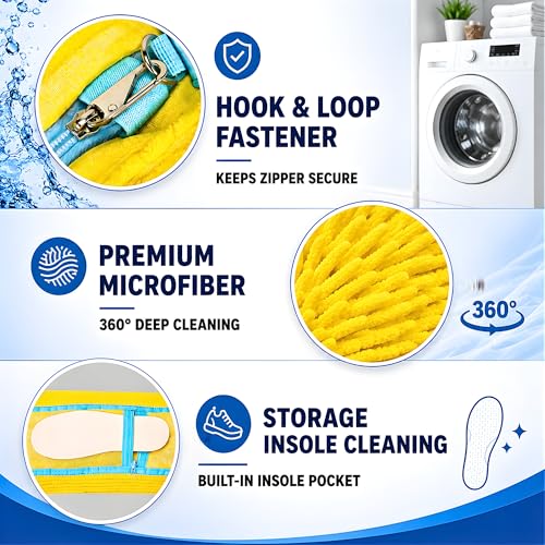GEWON Shoe Washing Machine Bag for Sneakers, 360° Deep Cleaning, 2 Shoe Bags, 4 Dust Bags - color: Yellow