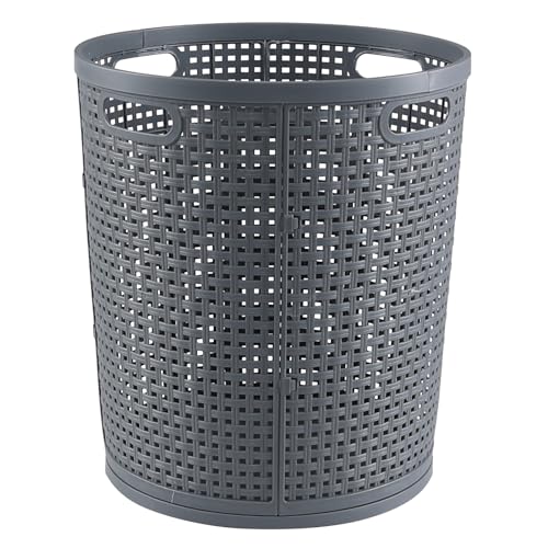 40 L Round Laundry Baskets, Tall Plastic Clothes Hamper, Gray