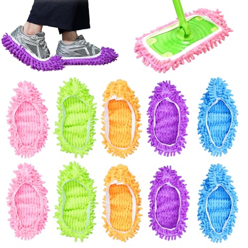 KEEPOW Mop Slippers Shoes Microfiber Floor Cleaning Tool House Mop Socks - color: 5 Pairs