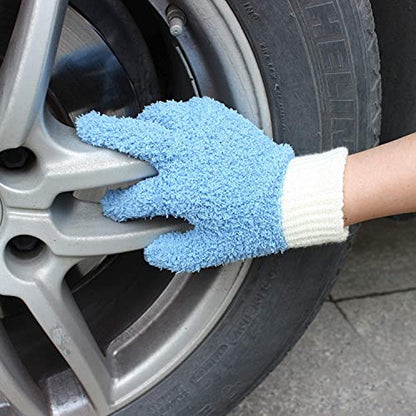 MIG4U Microfiber Dusting Gloves House Cleaning Glove for Blinds, Windows, Baseboard, Shutters, Furniture, and Car, Reusable Lint-Free Blue 2 Pairs S/M - color: Blue 2 Pairs