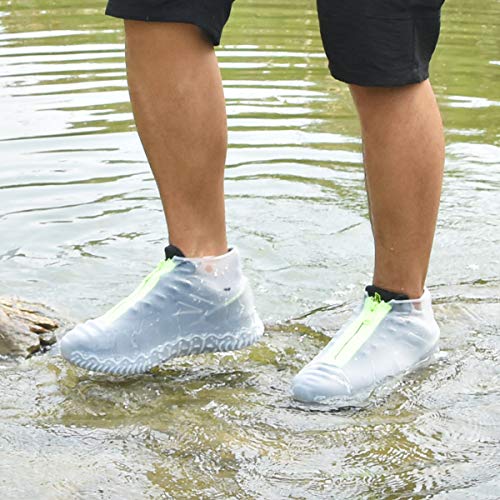 Shiwely Silicone Waterproof Shoe Covers, Upgrade Reusable Overshoes with Zipper, Resistant Rain Boots Non-Slip Washable Protection for Women, Men (XL (Women 11-13, Men 9.5-13), White) - color: White, size: XL (Women 11-13, Men 9.5-13)
