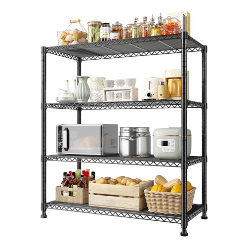 REIBII 35.5"W 4-Tier Wire Shelving, 800 lbs, Adjustable, for kitchen pantry - size: 4 Tier-14"D x 35.5"W x 59"H