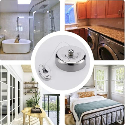 304 Stainless Steel Retractable Clothesline Indoor with 9.2FT Adjustable Nylon Rope, Wall Mounted Retractable Line String Clothes Line for Drying in Hotel, Bathroom, Laundry Outdoor Indoor