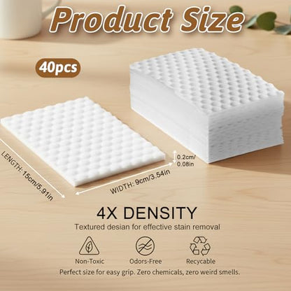 40 PCS Magic Sponge Eraser Sheets, Disposable Point Melamine Sheets Convex Point Cleaning Eraser Pads Thickened Cleaning Foam for Kitchen Bathroom Shoe Furniture Sink
