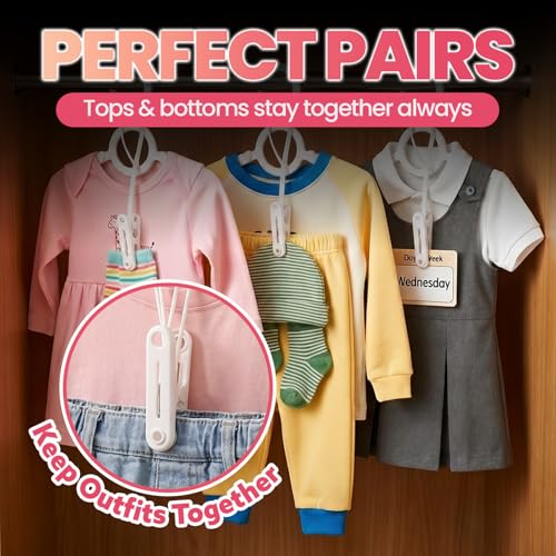 PHOBA Premium Baby Clothes and Pants Clips 48 Pack, Modern Non-Slip Hanger Clips for Nursery Organization, Space-Saving Slim Design for Toddler Laundry, Socks, and Travel, Beige and White Mix. - size: Standard