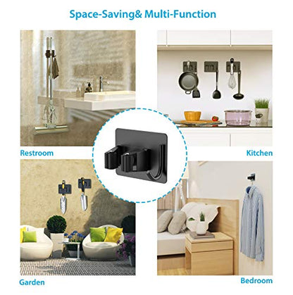 homeasy Broom Holder Wall Mount 4Pcs, Self Adhesive Mop Broom Hanger Black - color: Black