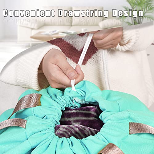 Sanlykate Large Canvas Cotton Laundry Bag with Drawstring & Handles, Heavy Duty Durable Dirty Clothes Organizer, Tear Resistant Hamper Liner Storage Bag, Travel Sack, 25.5 x 34inch - Lake Blue - color: Lake Blue