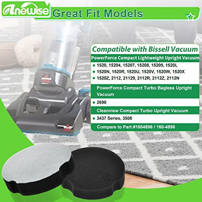 Anewise Filter for Bissell 3508 3437F Cleanview Powerforce Compact Vacuum