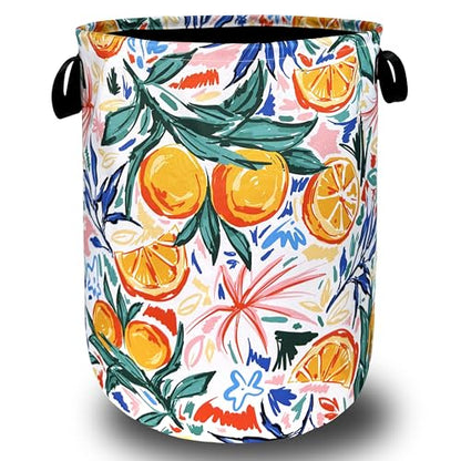 Fruit Orange Laundry Basket Oxford Cloth Foldable Hamper 18.9x16.5 Inch - color: Hawaii Tropical Orange