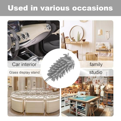 Microfiber Feather Duster with 29 in Telescoping Pole and Bendable Head for Ceiling Fans, Ceilings, Blinds, Furniture and Cars, Gray - color: Gray