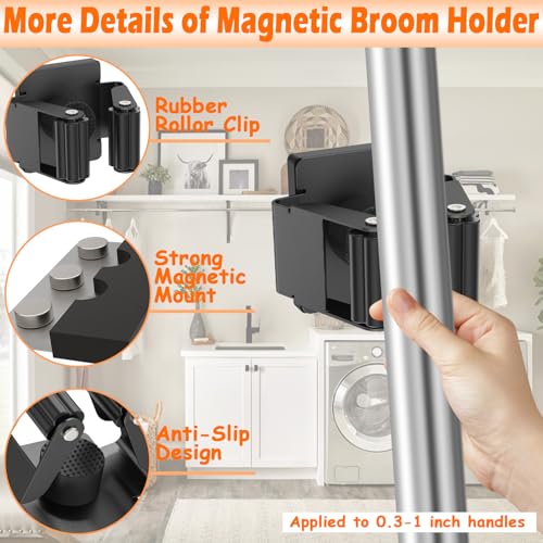 Strong Magnetic Mop Broom Holder, 4 Pack | Heavy Duty Magnetic Mop Hanger, For Refrigerators,Laundry Room Garage Kitchen Workshops - size: 4Pcs Magnetic Broom Holder