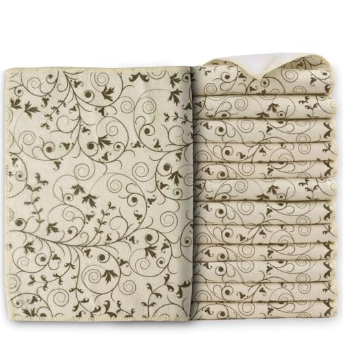 YUA Microfiber Cleaning Cloth 12 Pack,Microfiber Towels Cleaning,Microfiber Towels for Cars,Absorbent Dish Washing Cloth,Reusable Cleaning Cloths Lint Free (Green Vine) - style: Green Vine）