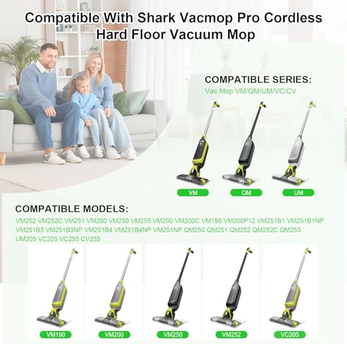 Vacmop Mop Vac Pads for Shark - Reusable Vacuum Spray Mop Pad Refills Fit for Shark Vacmop Replacement VM252 VM200 VM200p12 VMP30 VM190 VM250 Cleaner Heads - Hard Floor Mopvac Mopping Pads Wet Dry - color: 2chamber + 4filters + 6greenpads