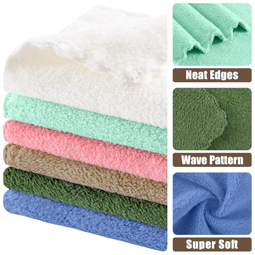 Kitinjoy 24 Pack Kitchen Cloths Dish Towels ，7" x 9" - color: Tan/Sky Blue/Pink/Grass Green/Green/White, size: 7 X 9 inch- 24 Pack