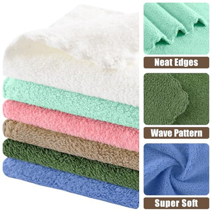 Kitinjoy 24 Pack Kitchen Cloths Dish Towels ，7" x 9" - color: Tan/Sky Blue/Pink/Grass Green/Green/White, size: 7 X 9 inch- 24 Pack