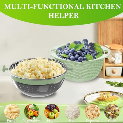 4 in 1 Colander with Bowl Set, Food Strainers and Colanders, Colander for Kitchen, Pasta Strainer, Fruit Washing Bowl, Kitchen Essentials Strainer Basket Bowl, Green, Christmas & New Year Gifts - color: Green