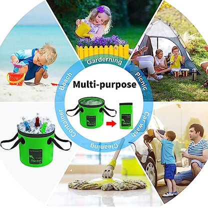 20L Collapsible Bucket 5 Gallon Water Container Folding Water Bucket with Handle Portable Wash Basin - color: Dark Green, size: 20L-1Pcs