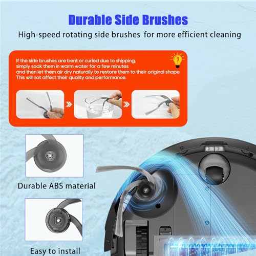 Q7 M5+ Replacement Parts Kit, compatible with Roborock Q7 M5+ and Q7 L5+ robot vacuums. Includes 2 main brushes, 6 side brushes, 6 dust bags and filters, 4 mop pads, 1 cleaning tool, and a screwdriver