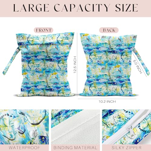 Wet Bag for Swimsuit, Beach Travel Essentials Wet Dry Bag, for Sunscreen Toiletry Dirty Clothes Yoga Gym Diaper, Friends Summer Beach Vacation Gifts. Fish and seaweed - color: Fish And seaweed