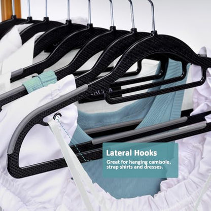 30-Pack Plastic Clothes Hangers, Space Saver, Non Slip, 360° Swivel Hook, 0.2 Inches Slim, Sturdy Heavy Duty Coat Hangers, Durable Hangers for Suits, Black and Dark Gray - color: Black and Dark Gray, size: 30 pack