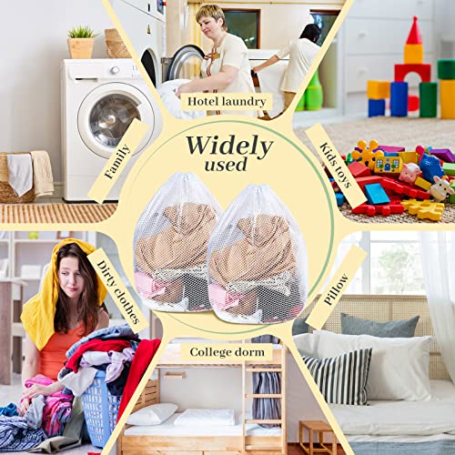 40 Pcs Mesh Laundry Bags Bulk with Drawstring 20 x 24'' White Heavy Duty Mesh Bag Machine Washable Sturdy Large Net Laundry Wash Bag for Dormitory College Apartment Travelling Camping