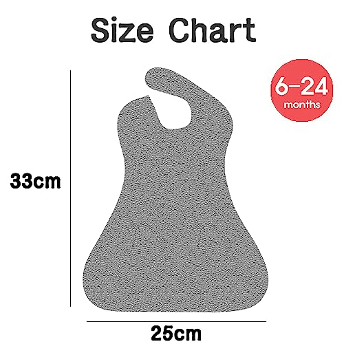 Plie Full Coverage Waterproof Feeding Bib for Toddlers – Extra Long Apron Bib for Mealtime, Self-Feeding, High Chairn - color: Gray/Star