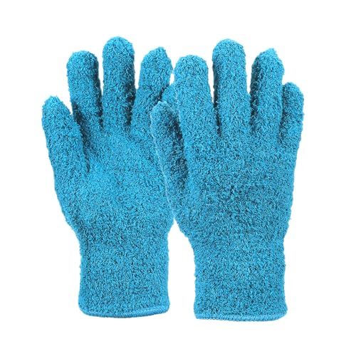 uxcell Microfiber Gloves, Reusable Washable Plant Dusting Gloves Cleaning Mittens for Auto Plants Household - color: Blue