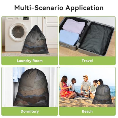 OTraki Ex-Large Mesh Laundry Bags 36x43 Inch Drawstring Laundry Bag 2 Pack Dirty Clothes Mesh Net Bag Heavy Duty Travel Storage Organize Bag for Hotel Beach,Don't Drying, Melting 140-176℉ Black - size: 36 x 43 inch