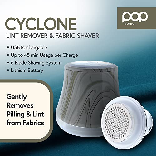 Fabric Shaver, Lint Remover Electric (Marble) – Rechargeable, 6 Blade System, Fabric Lint Shaver w/LED Light | One-Touch Activation Pill Shaver for Clothes - Electric Lint Remover Fabric Shaver - color: Marble