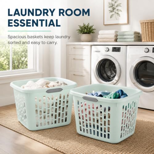Mint Laundry Basket 6-Pack, 1.5 Bushel Square with Handles - color: Green 6PCS