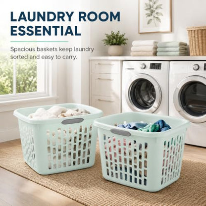 Mint Laundry Basket 6-Pack, 1.5 Bushel Square with Handles - color: Green 6PCS