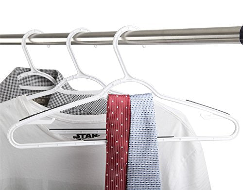Finnhomy 50 Pack Plastic Hangers, Clothes Hangers with Non-Slip Pads, Space Saving Easy Slide Organizer, Clothes Hanger for Bedroom Closet Wardrobe, Great for Shirts, Pants, Scarves