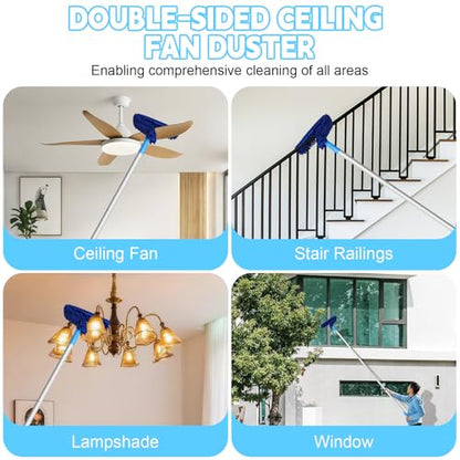 Eunice Ceiling Fan Cleaner Duster with Extension Pole - color: Blue4, size: 4.2FT