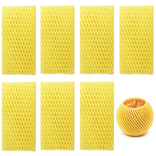 50 Pieces Fruit Protection Mesh Bags Foam Mesh Keep Safe Sleeves for Large Supermarkets, Shops, Yellow