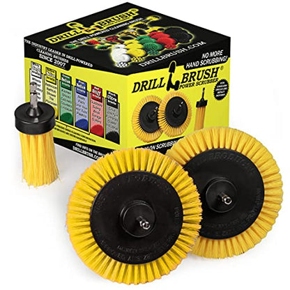 Tile and Grout Cleaning Drill Brush Set - Bathroom Scrub Brush for Drill - color: Yellow