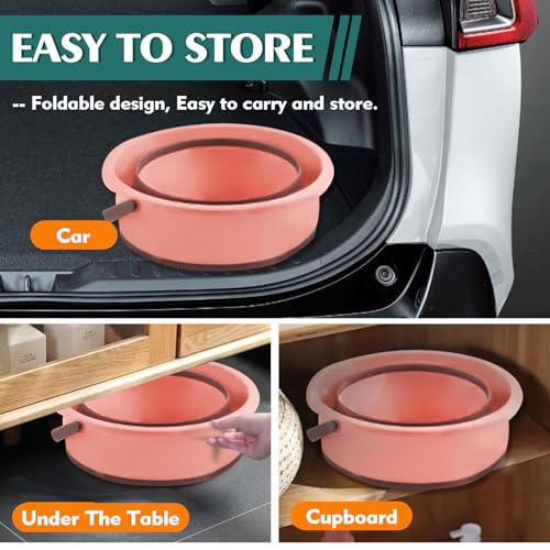 Collapsible Bucket 4.5 Gallon/17L Large Capacity Foldable Cleaning Buckets - color: Large Pink