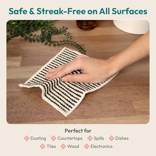 FEBU Swedish Dishcloths for Kitchen, 5 Pack, Neutrals - color: Neutrals