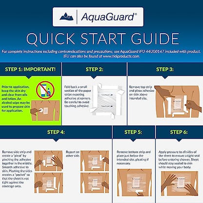 AquaGuard Wound Cover for Showering, 12 in x 24 in, 98 Shower Sheets - size: 12" x 24", style: Case of 98 Sheets
