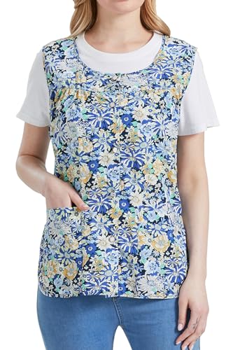 Nanxson Cobbler Apron for Women with Pockets,Cotton Smock with Buttons - color: Blue, size: Large