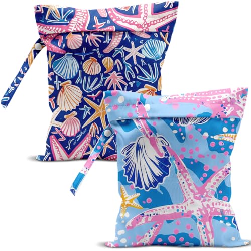 Wet Dry Bags Wet Bags Dirty Laundry Travel Bag Dreamy Starfish Waterproof Zipper Bag for Swimsuit Travel Beach - color: Dreamy