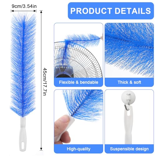 Yuanchu 2 Pcs Fan Cleaner Brushes, Bendable Fan Cleaning Brush Cobweb Duster Set Microfiber Head Washable Brush for Ceiling Fan Air Vents Curtains Cars Box Fan(Blue) - color: Blue