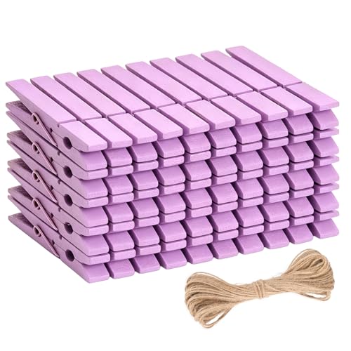 jijAcraft 2.9 Inch Large Clothes Pins - 50Pcs Wooden Clothespins - color: Purple, size: 2.9 inch, 50 pcs