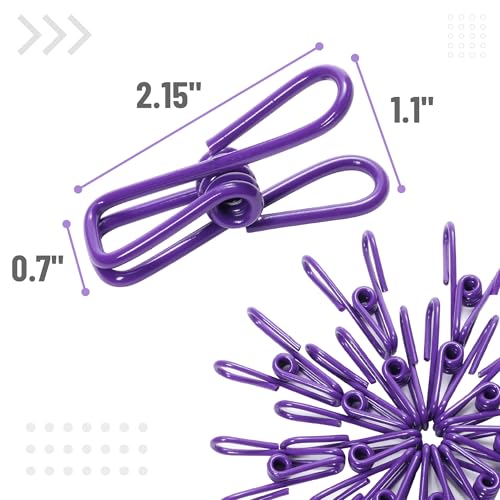 Mr. Pen- PVC-Coated Utility Clips, 2 Inch, 18 Pack, Purple - color: Purple