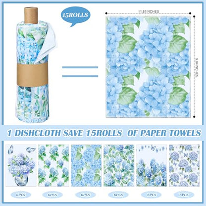 36 Pack Reusable Kitchen Cloths Cotton Towels, Hydrangea - style: Hydrangea