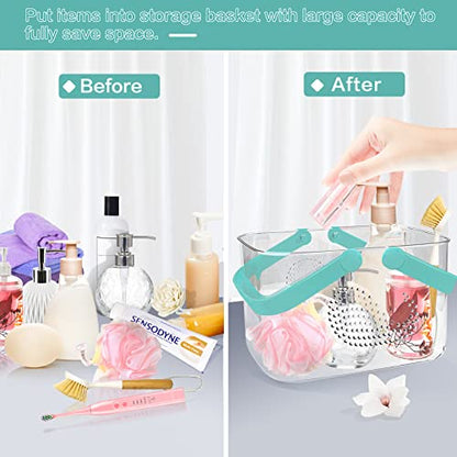 2 Pack Plastic Shower Caddy Basket for Bathroom (White+Cyan) - color: White+Cyan