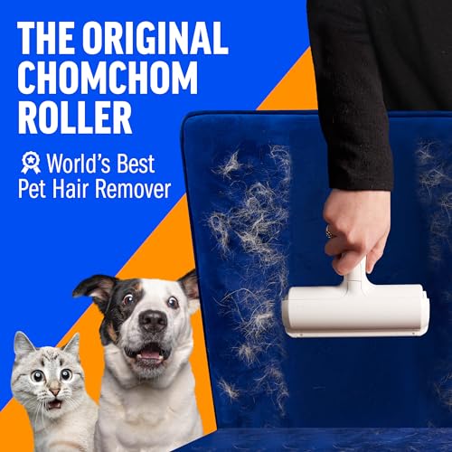 ChomChom Roller Pet Hair Remover – Original Size Reusable Lint Roller for Cat & Dog Hair on Furniture, Couch, Carpet, Car, Rugs & Bedding – Portable, Eco-Friendly (White) - color: White Classic